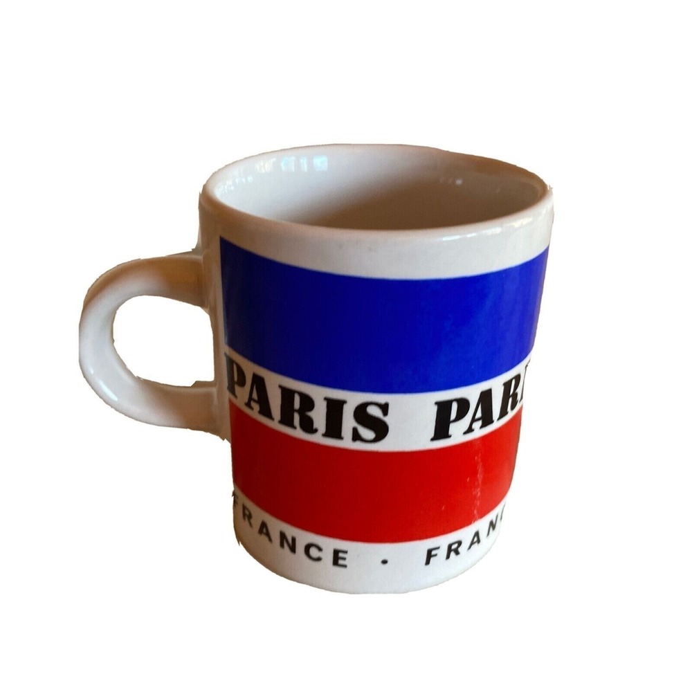 Exclusivite France Souvenirs Mug White Paris France Tricolor Flag Ceramic Cup